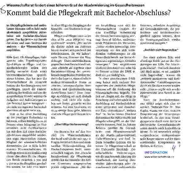 Vorschauseite 1: Kommt bald die Pflegekraft mit Bachelor-Abschluss?