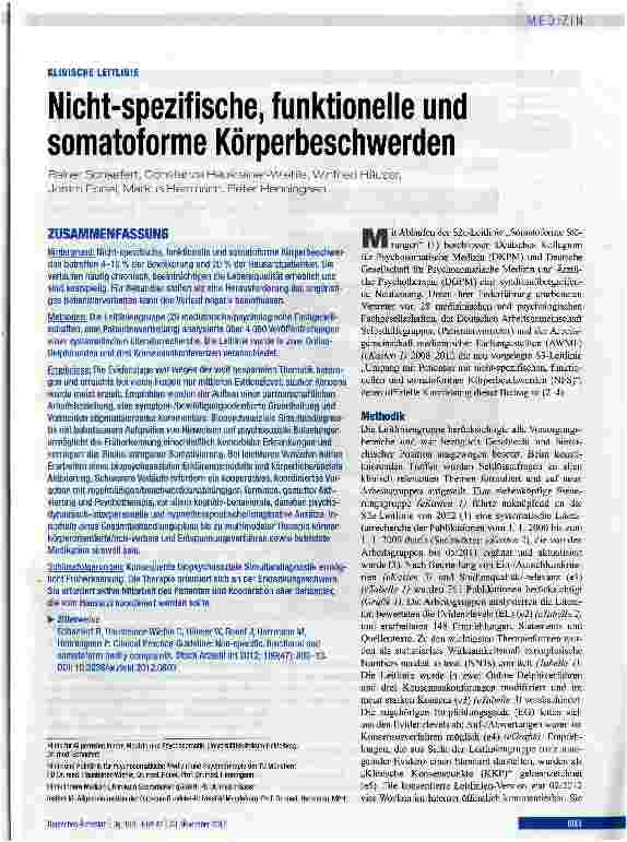 Vorschauseite 1: Nicht-spezifische, funktioneile und somatoforme Körperbeschwerden