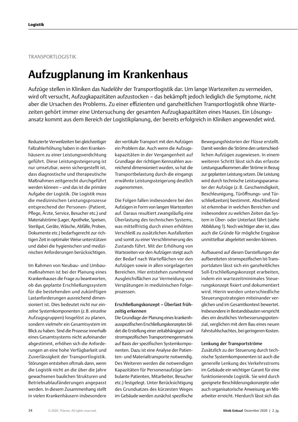 Vorschauseite 1: Transportlogistik: Aufgabenplanung im Krankenhaus