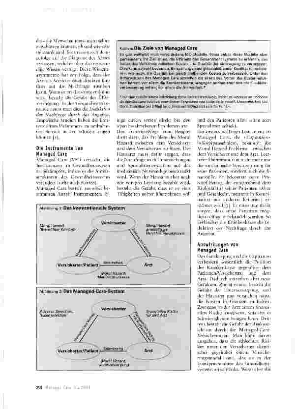 Vorschauseite 2: Chancen und Risiken von Mana-ged Care für das Zusammenspiel im Dreieck Arzt-Patient-Versicherer
