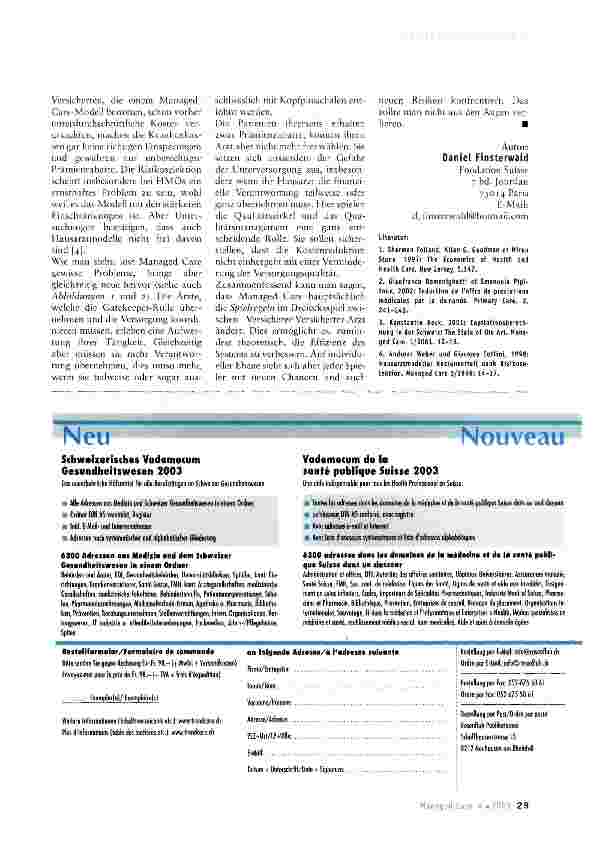 Vorschauseite 3: Chancen und Risiken von Mana-ged Care für das Zusammenspiel im Dreieck Arzt-Patient-Versicherer