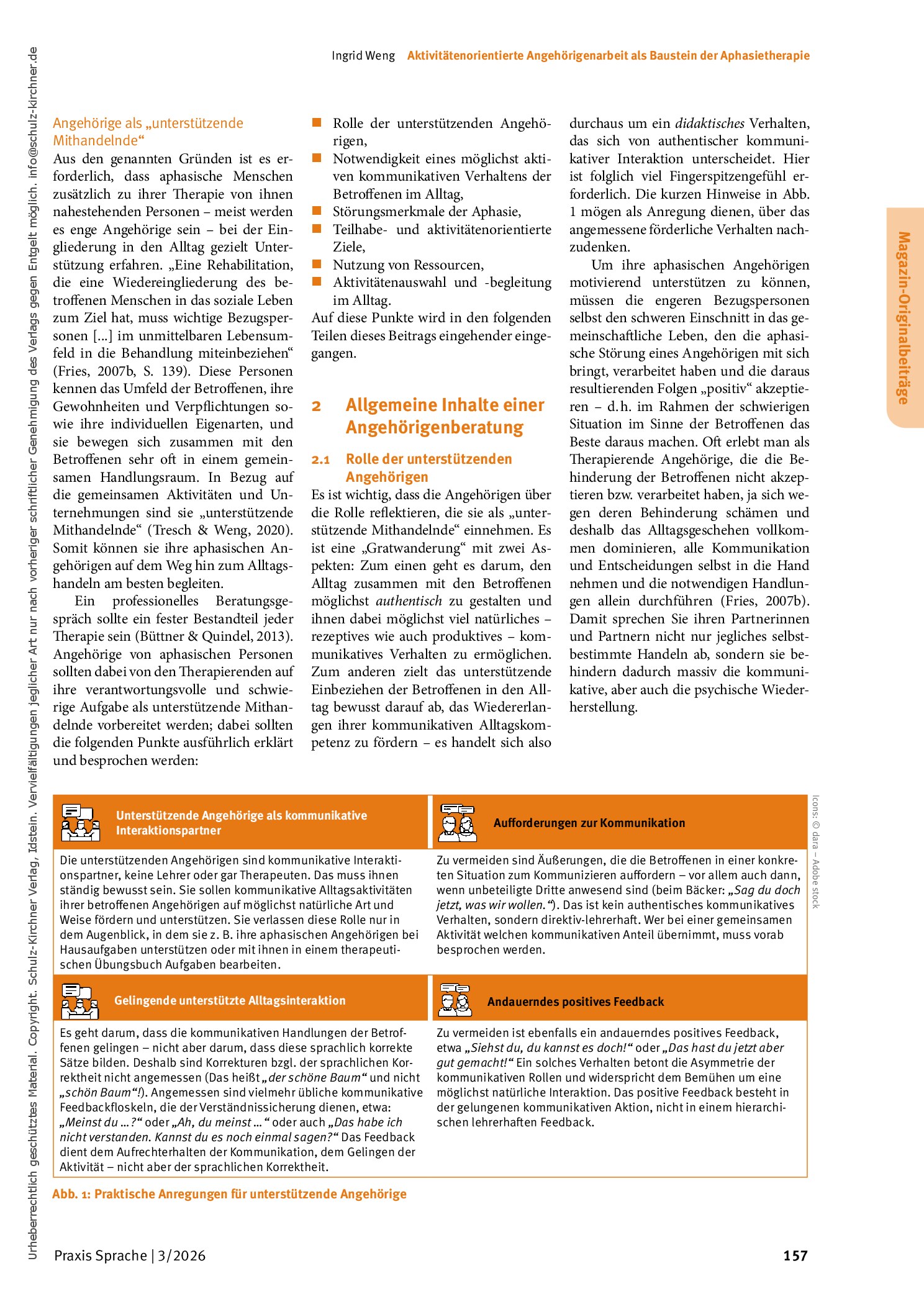 Vorschauseite 3: Aktivitätenorientierte Angehörigenarbeit als Baustein der Aphasietherapie