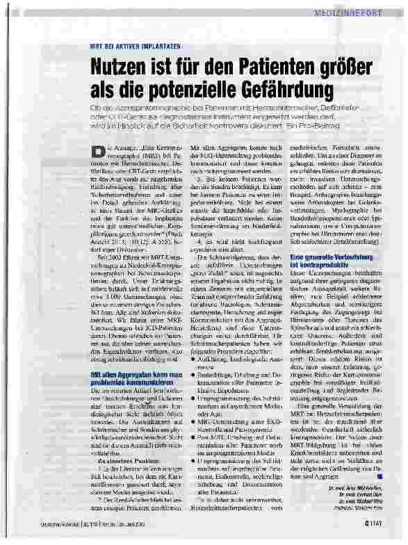 Vorschauseite 1: Nutzen ist für den Patienten größer als die potenzielle Gefährdung
