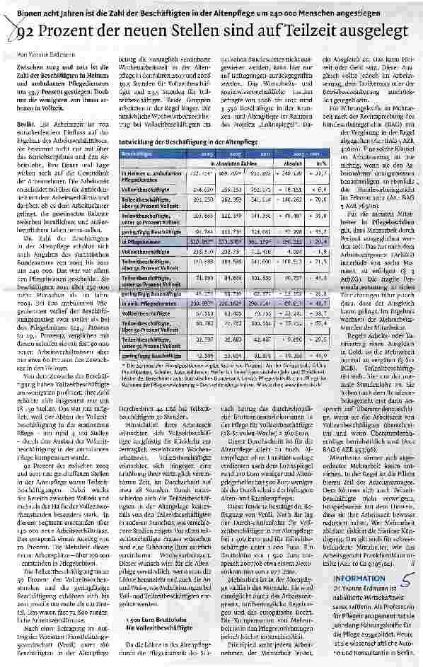 Vorschauseite 1: 92 Prozent der neuen Stellen sind auf Teilzeit ausgelegt