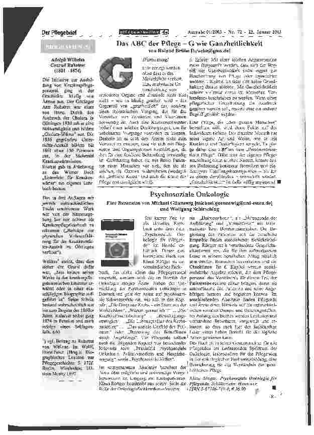 Vorschauseite 2: Das ABC der Pflege - G wie Ganzheitlichkeit