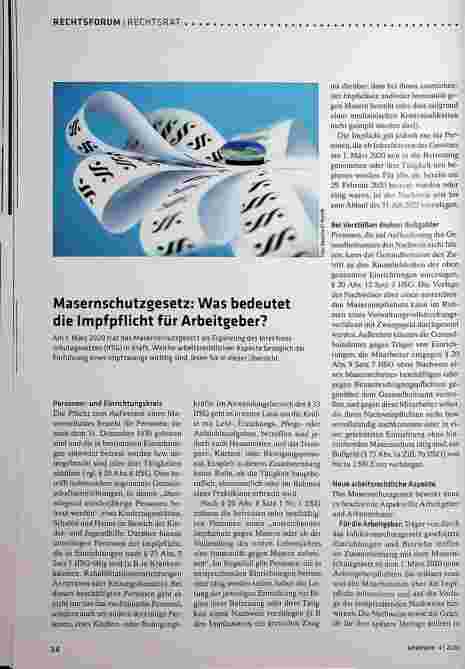 Vorschauseite 1: Masernschutzgesetz: Was bedeutet die Impfpflicht für Arbeitgeber?