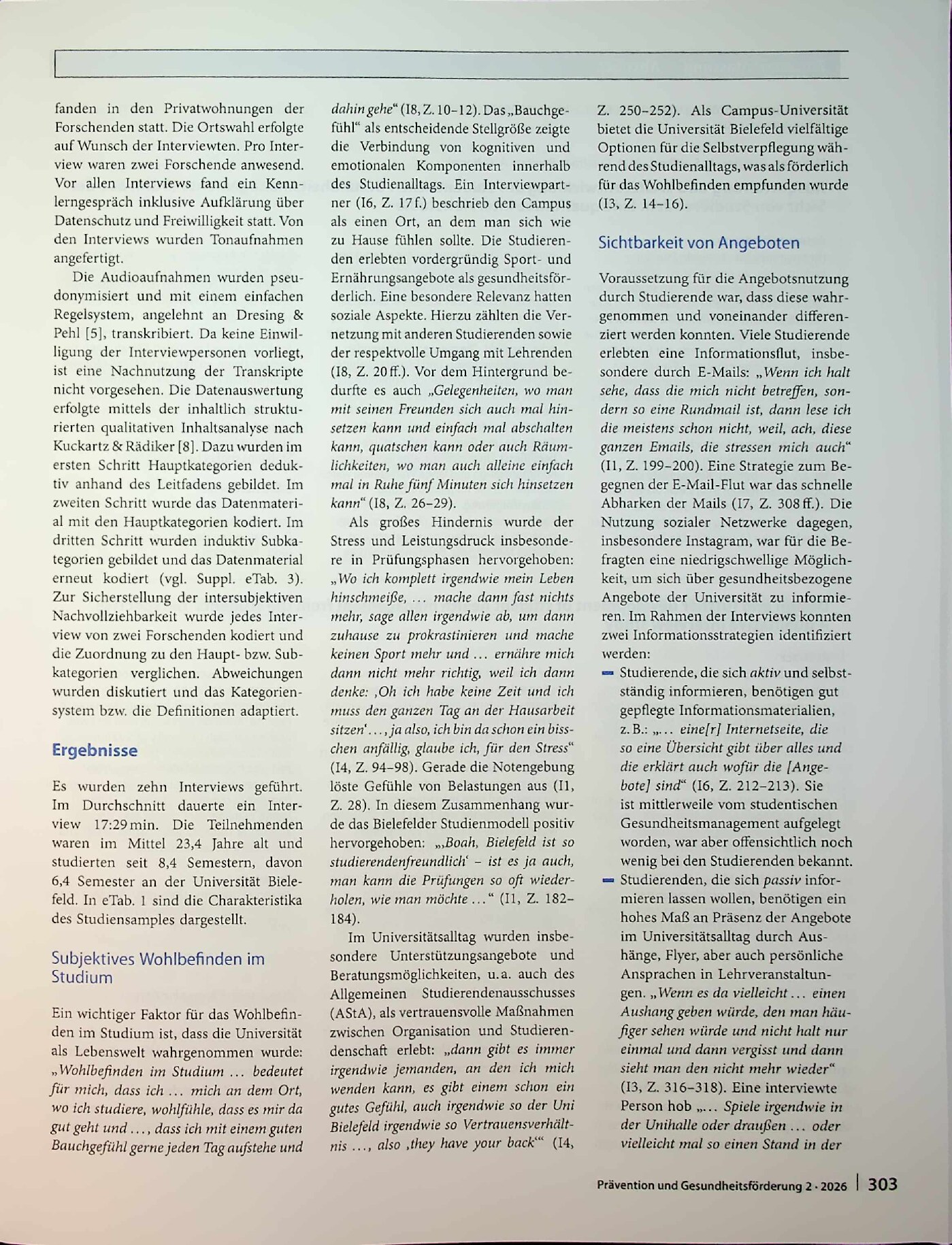 Vorschauseite 2: Ausgestaltung und Weiterentwicklung des studentischen Gesundheitsmanagements (SGM) aus der Sicht von Studierenden. Eine qualitative Interviewstudie
