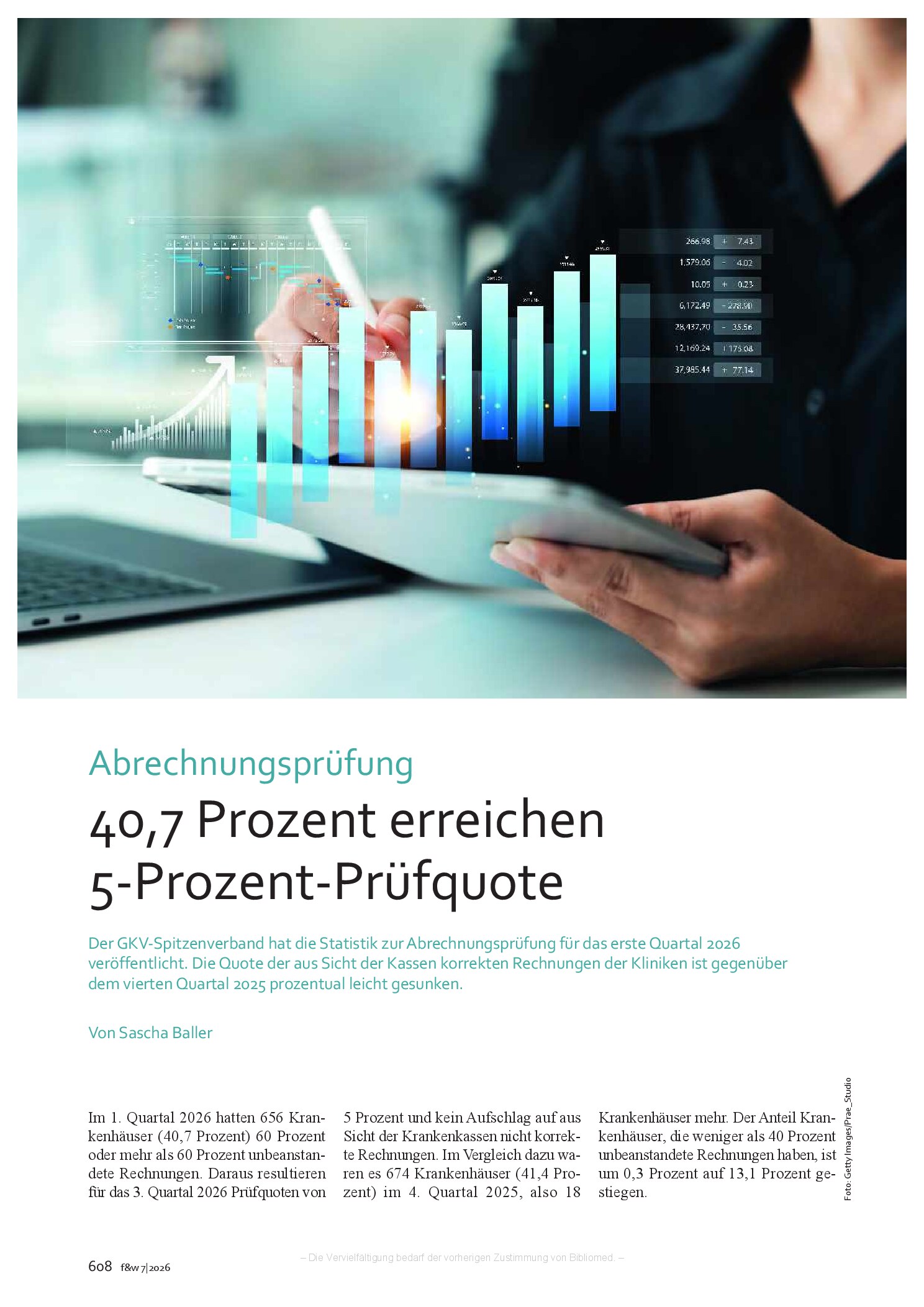 Vorschauseite 1: Abrechnungsprüfung: 40,7 Prozent erreichen 5-Prozent-Prüfquote