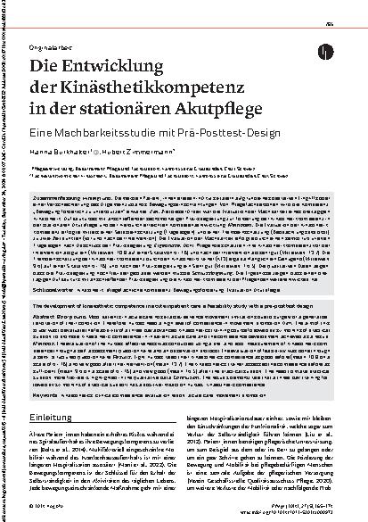 Vorschauseite 1: Die Entwicklung der Kinästhetikkompetenz in der stationären Akutpflege