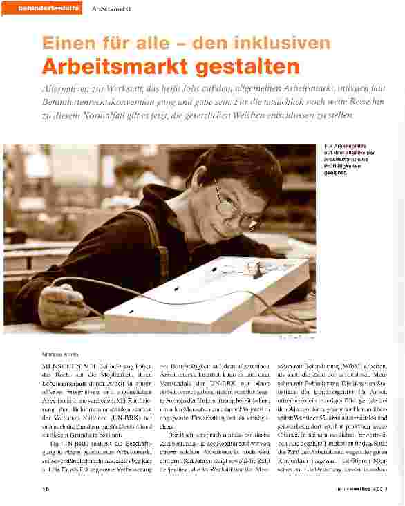Vorschauseite 1: Einen für alle - den inklusiven Arbeitsmarkt gestalten