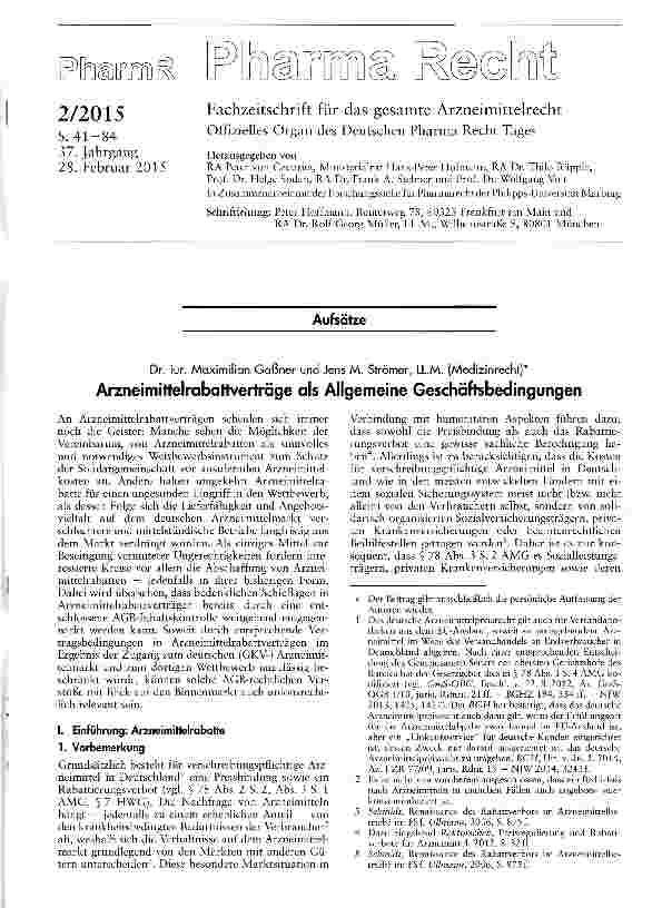 Vorschauseite 1: Arzneimittelrabattverträge als Allgemeine Geschäftsbedingungen