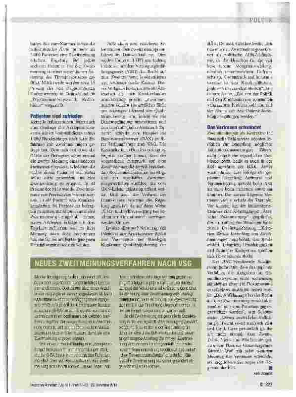 Vorschauseite 2: ÄRZTLICHE ZWEITMEINUNG Hilfe oder Verunsicherung?