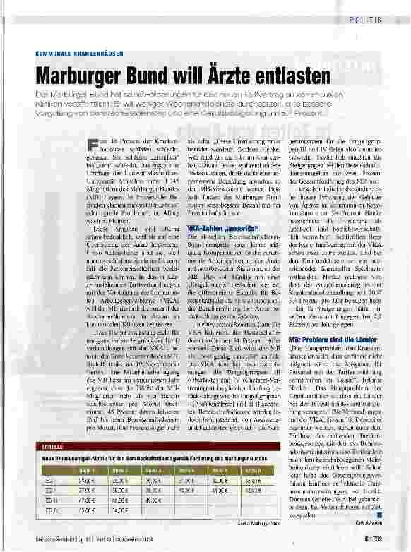 Vorschauseite 1: Marburger Bund will Ärzte entlasten