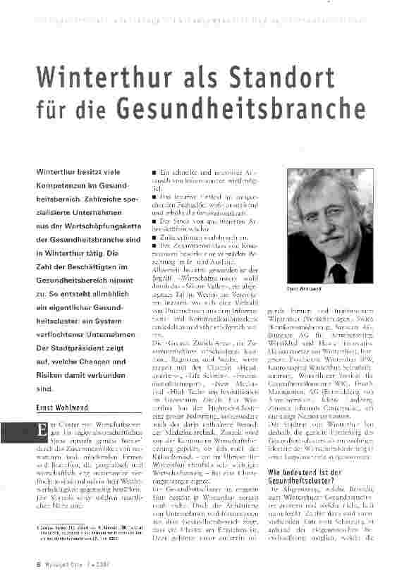 Vorschauseite 1: Winterthur als Standort für die Gesundheitsbranche