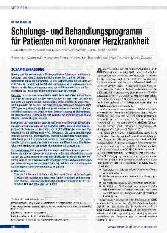 Vorschauseite 1: Schulungsund Behandlungsprogramm für Patienten mit koronarer Herzkrankheit