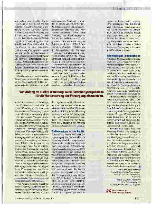 Vorschauseite 2: John Wennberg - Wegbereiter einer patientenorientierten Medizin