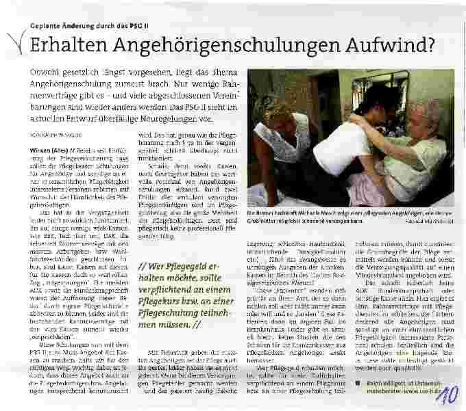 Vorschauseite 1: Geplante Änderung durch das PSG II Erhalten Angehörigenschulungen Aufwind?