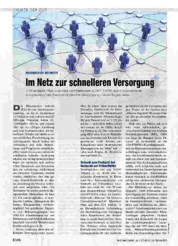 Vorschauseite 1: Im Netz zur schnelleren Versorgung