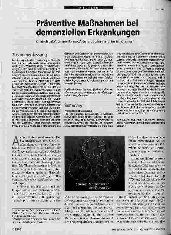 Vorschauseite 1: Präventive Maßnahmen bei demenziellen Erkrankungen