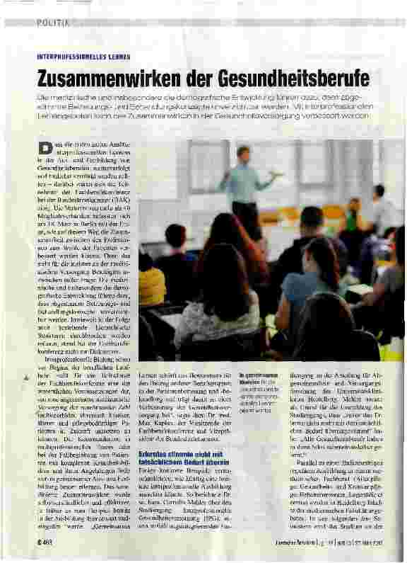 Vorschauseite 1: Zusammenwirken der Gesundheitsberufe