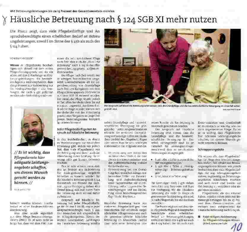 Vorschauseite 1: Häusliche Betreuung nach § 124 SGB XI mehr nutzen