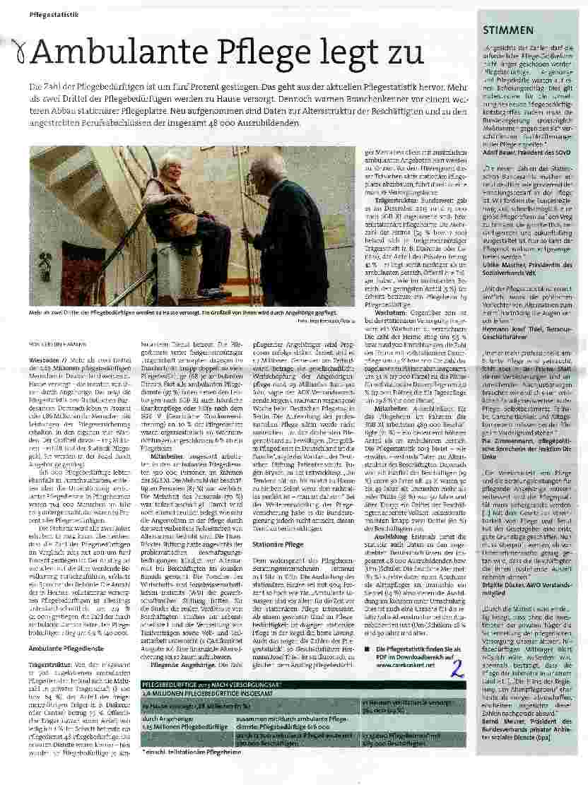 Vorschauseite 1: Ambulante Pflege legt zu