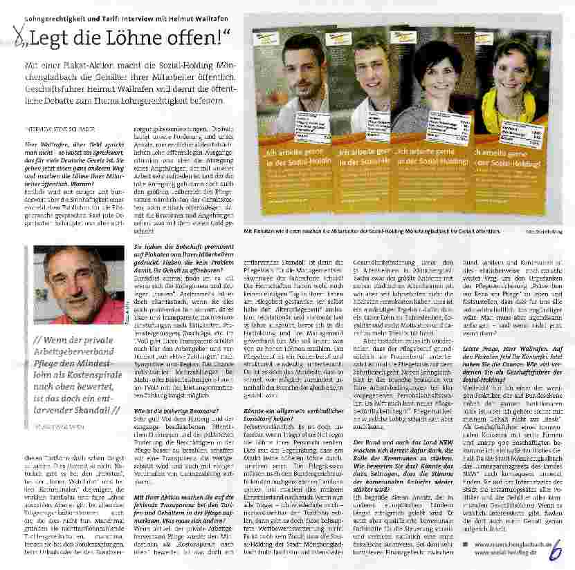 Vorschauseite 1: Lohngerechtigkeit und Tarif: Interview mit Helmut Wallrafen „Legt die Löhne offen!