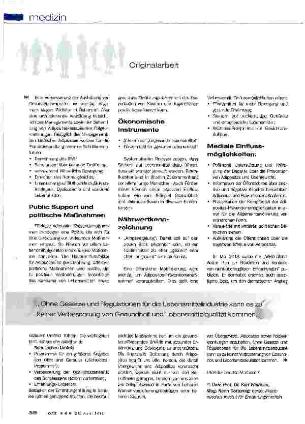 Vorschauseite 2: WHO: Politische Forderungen zur Adipositas-Prävention