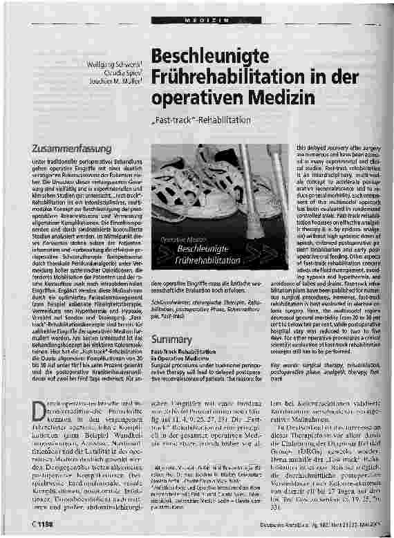 Vorschauseite 1: Beschleunigte Frührehabilitation in der operativen Medizin Fast-track-Rehabilitation