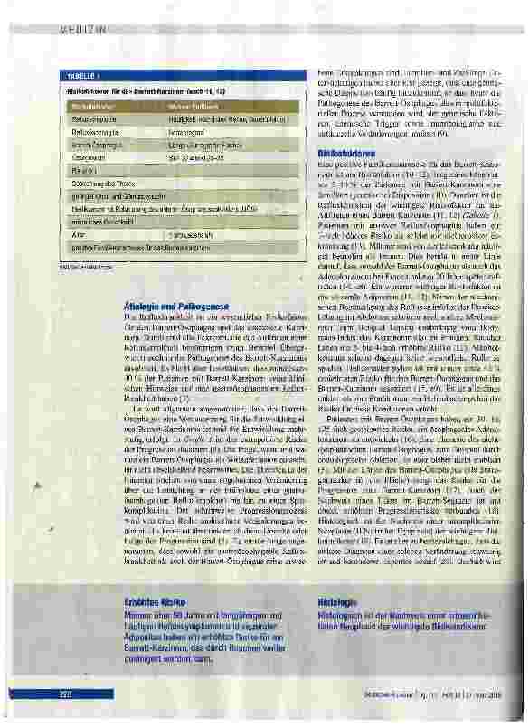 Vorschauseite 3: Epidemiologie, Diagnostik und Therapie des Barrett-Karzinoms