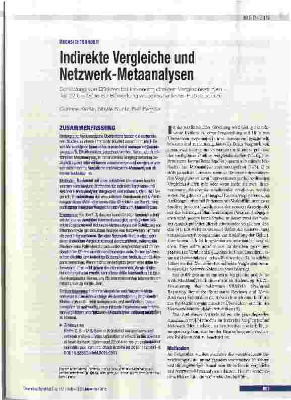 Vorschauseite 1: Indirekte vergleiche und Netzwerk-Metaanalysen