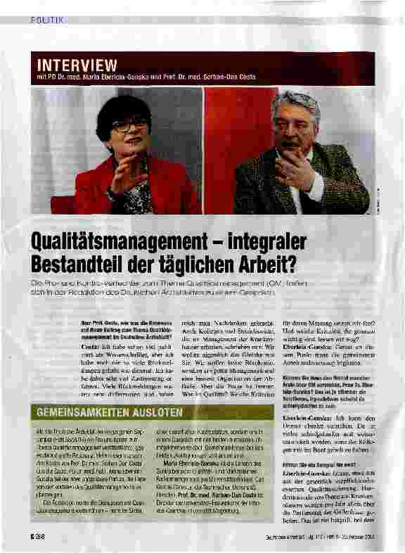 Vorschauseite 1: Qualitätsmanagement - integraler Bestandteil der täglichen Arbeit?