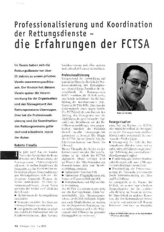 Vorschauseite 1: Professionalisierung und Koordination der Rettungsdienste - die Erfahrungen der FCTSA