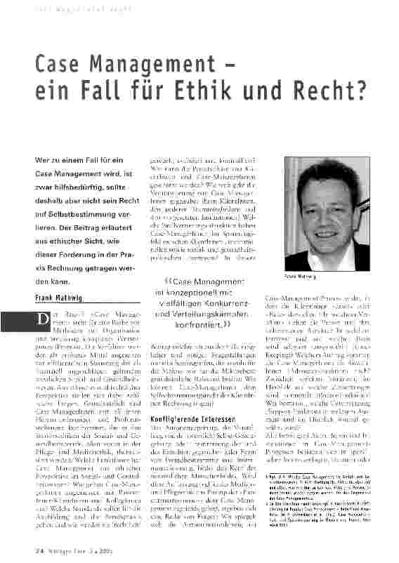 Vorschauseite 1: Case Management - ein Fall für Ethik und Recht?