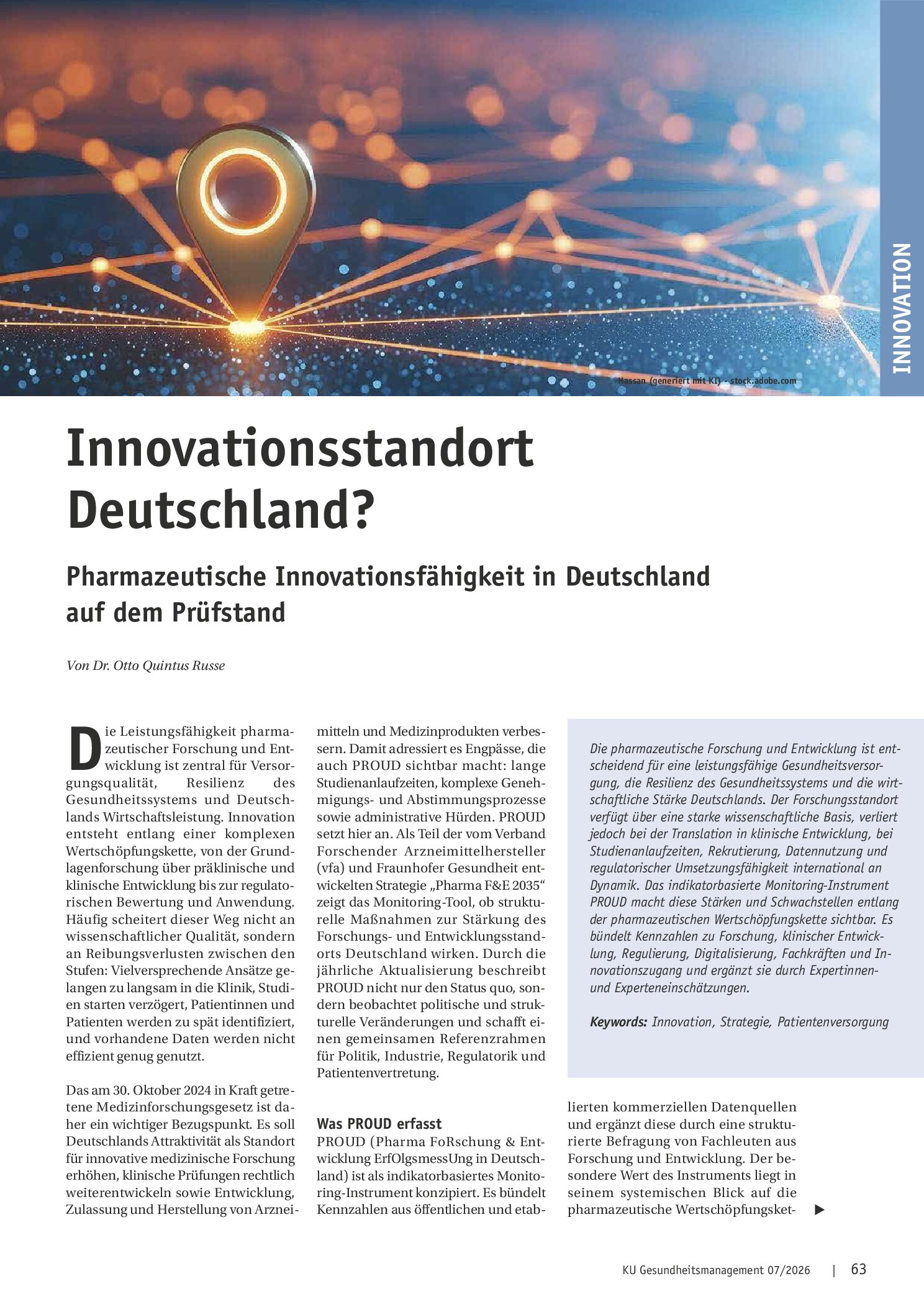 Vorschauseite 1: Innovationsstandort Deutschland? Pharmazeutische Innovationsfähigkeit in Deutschland auf dem Prüfstand