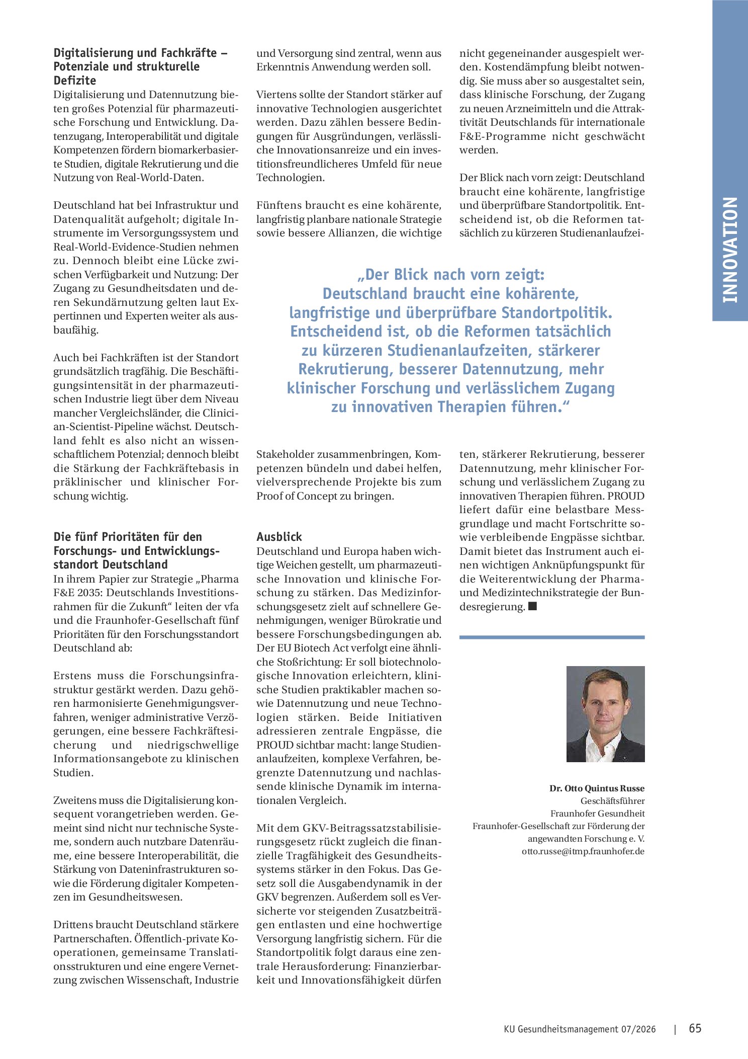 Vorschauseite 3: Innovationsstandort Deutschland? Pharmazeutische Innovationsfähigkeit in Deutschland auf dem Prüfstand
