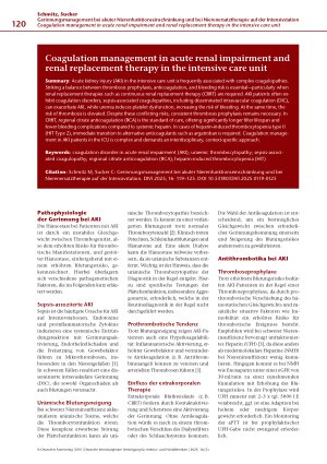 Vorschauseite 2: Gerinnungsmanagement bei akuter Nierenfunktionseinschränkung und bei Nierenersatztherapie auf der Intensivstation