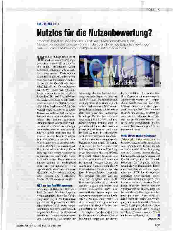 Vorschauseite 1: Nutzlos für die Nutzenbewertung?