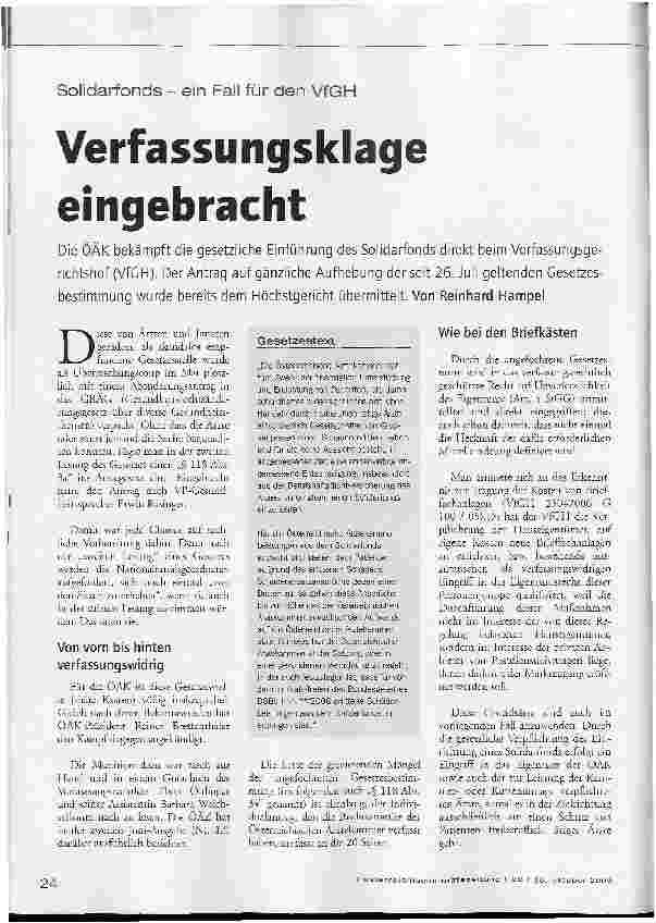 Vorschauseite 1: Verfassungsklage eingebracht