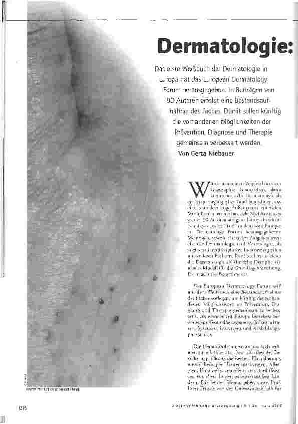 Vorschauseite 1: Dermatologie: Erstes Weißbuch in Europa