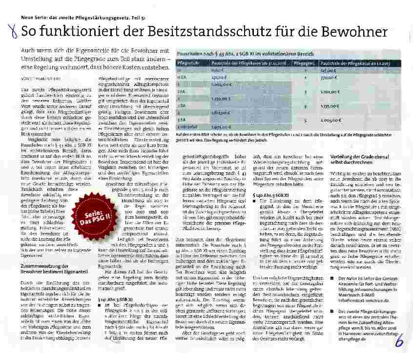 Vorschauseite 1: Neue Serie: das zweite Pflegestärkungsgesetz, Teil 5: So funktioniert der Besitzstandsschutz für die Bewohner