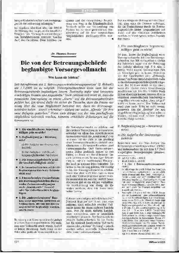 Vorschauseite 5: Berufsbetreuer und das neue Rechtsberatungsgesetz - Berufsbevollmächtigte und die Rechtsprechung