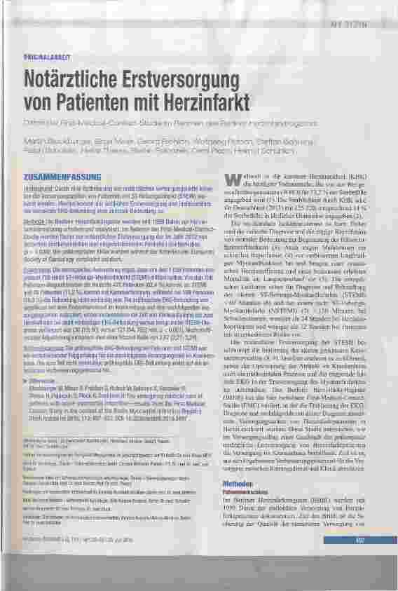 Vorschauseite 1: Notärztliche Erstversorgung von Patienten mit Herzinfarkt