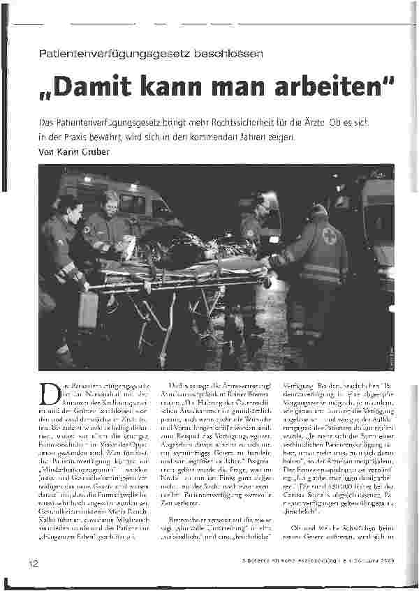 Vorschauseite 1: Patientenverfügungsgesetz beschlossen - Damit kann man arbeiten