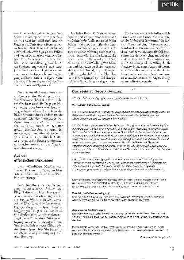 Vorschauseite 2: Patientenverfügungsgesetz beschlossen - Damit kann man arbeiten