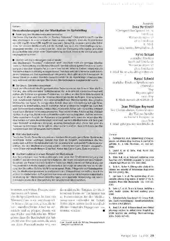 Vorschauseite 3: Die Spitalapotheke als Teil eines interdisziplinären Teams zur Vermeidung von Medikationsfehlern