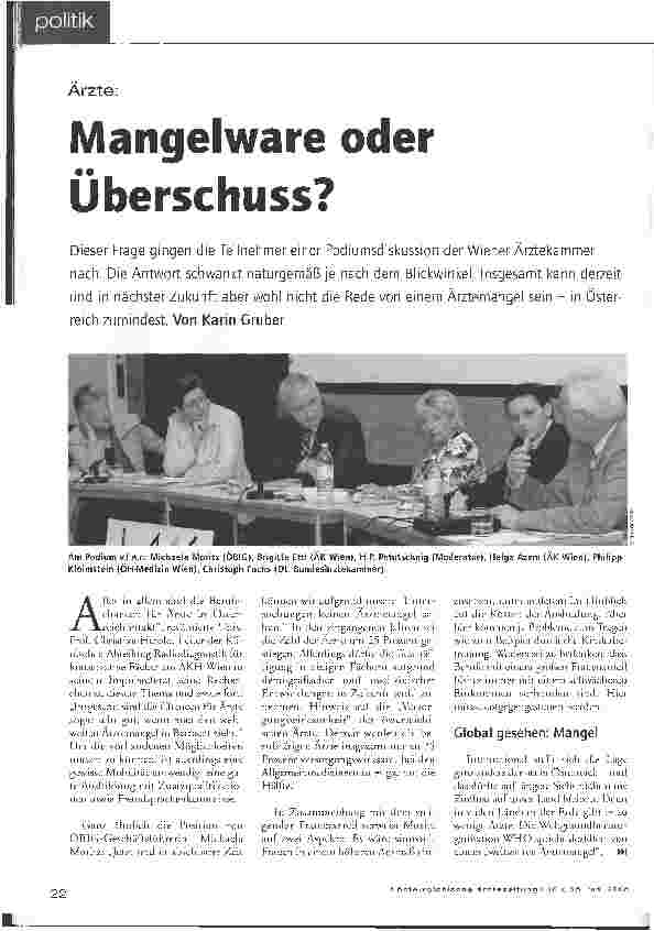 Vorschauseite 1: Ärzte: Mangelware oder Überschuss?