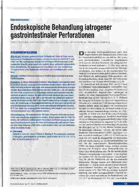 Vorschauseite 1: Endoskopische Behandlung iatrogener gastrointestinaler Perforationen