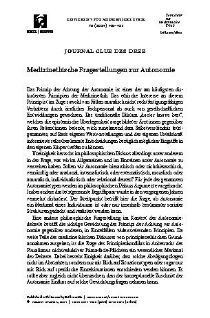 Vorschauseite 1: Medizinethische Fragestellungen zur Autonomie