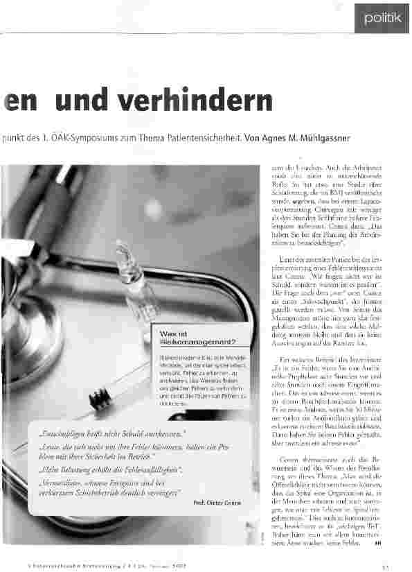 Vorschauseite 2: ÖÄK-Symposium Patientensicherheit - Fehler erkennen, analysieren und verhindern